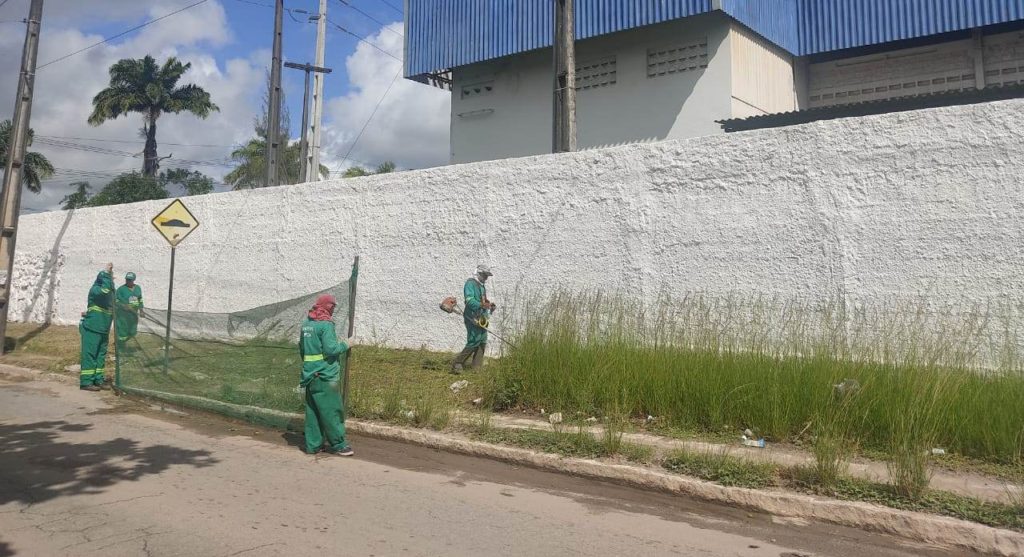 Limpeza pública em canteiro do bairro das Indústrias é feita após requerimento do Vereador Coronel Sobreira